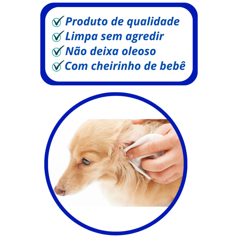 Limpador de Orelha Pet Clean 100g para cachorro e gato FAVariedades