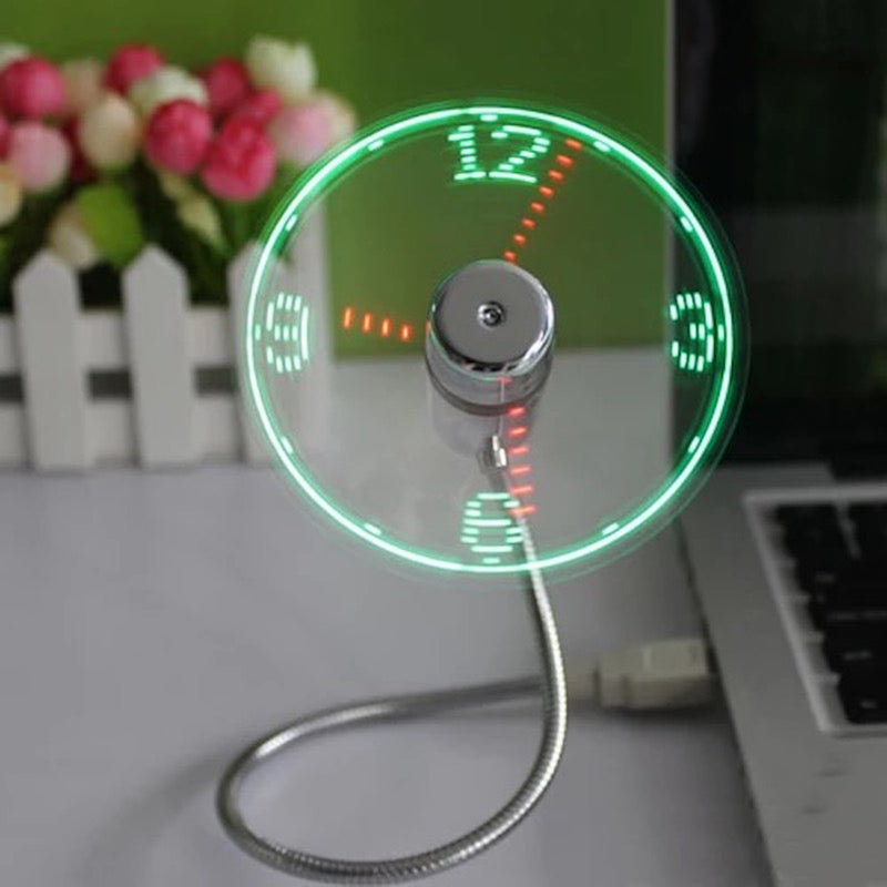 1Pcs Lâmpada LED USB Ajustável De Ventilador Mini Relógio De Mesa Gadget Luz Nocturna FAVariedades