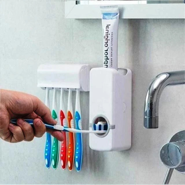 Dispenser Aplicador De Pasta de Dente E Suporte De Escova Para Uso No Banheiro shopee