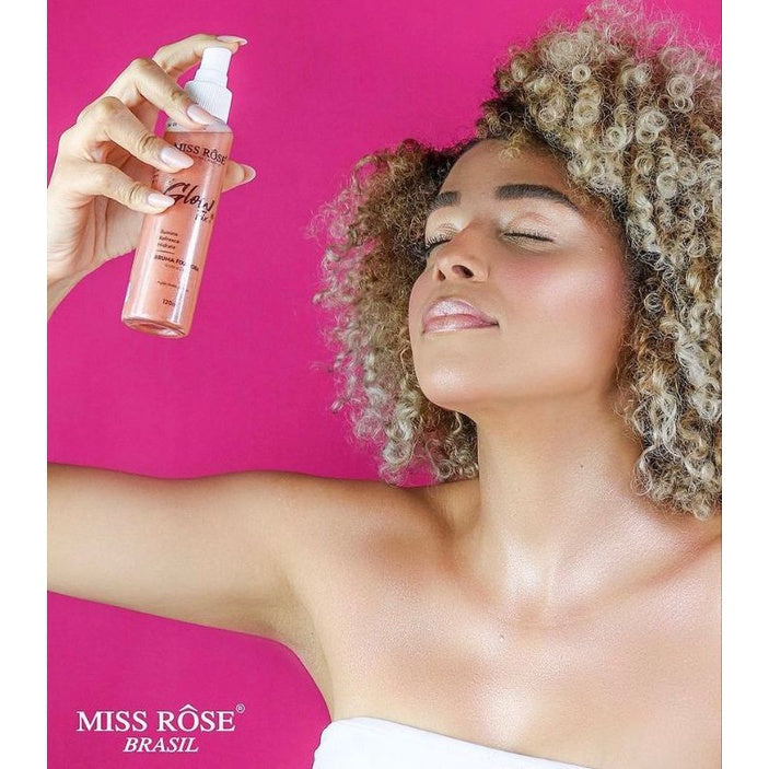 Bruma Fixadora Iluminadora Glow Rosto e Corpo Fix Maquiagem Perfeita Miss Rôse 120ml FAVariedades