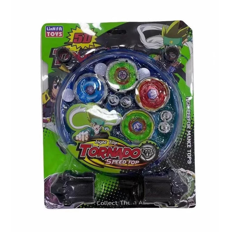 BRINQUEDO Kit 4 Beyblade Metal Fusion Led Tornado C/arena 2 Lançador shopee