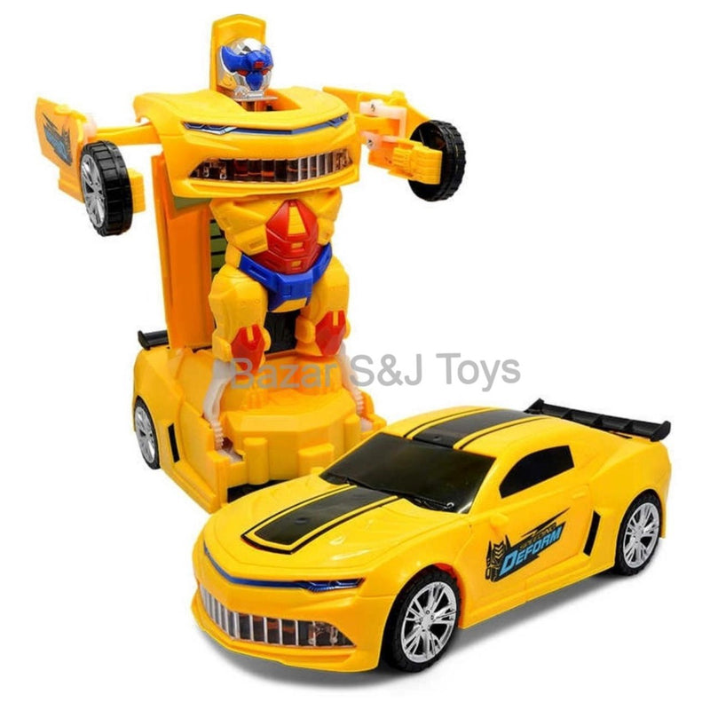 Carrinho Camaro Amarelo Vira Robô Transformers Bate Volta FAVariedades