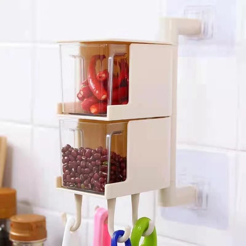 Temperos Condimentos Caixa Rotativa Titular Rotating Spice Rack Conjuntos Gadget De Cozinha Sal Shaker Açúcar Tigela Recipiente De Armazenamento De Plástico shopee