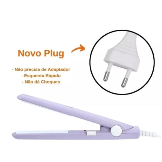 Mini Chapinha Prancha De Cabelo Portátil Com Case Transporte Bivolt Estojo FAVariedades