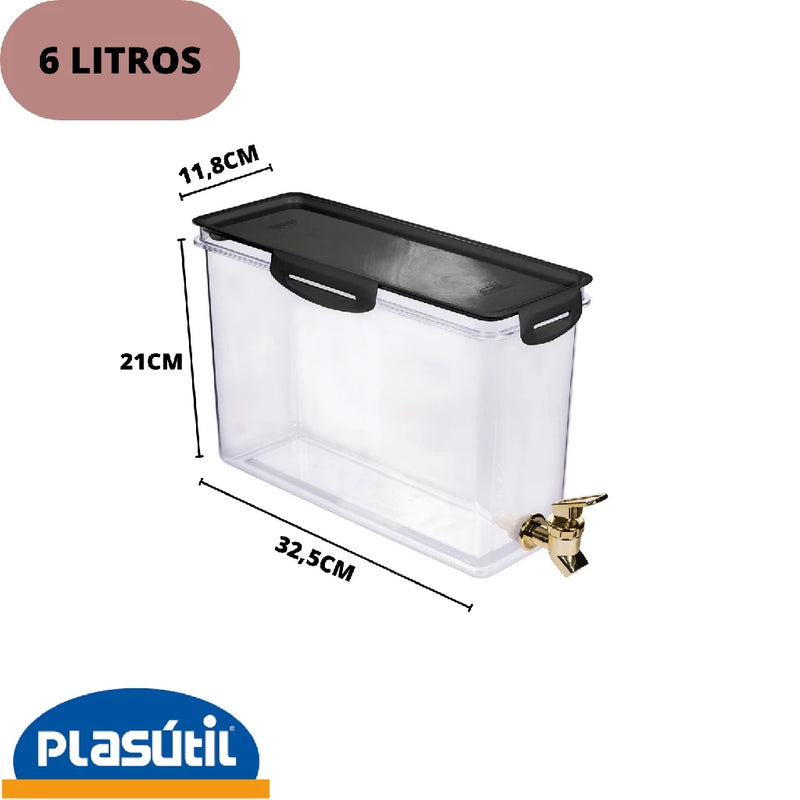 Pote Reservatório De Água Geladeira Torneira 6L - Plasútil shopee