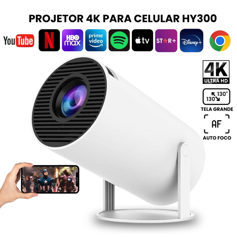 Projetor 4K HD 150 Polegadas Celular, Tv B0x, Xbox, PS, Pc, Wifi e Bluetooth HY300 Magcubic 110/220 | Envio Imediato FAVariedades