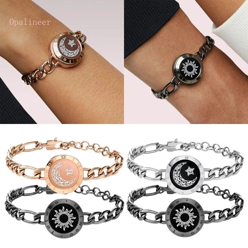 Opalineer 2Pcs Pulseiras Pingentes Ajustáveis De Sol E Lua De Casais Inteligentes shopee