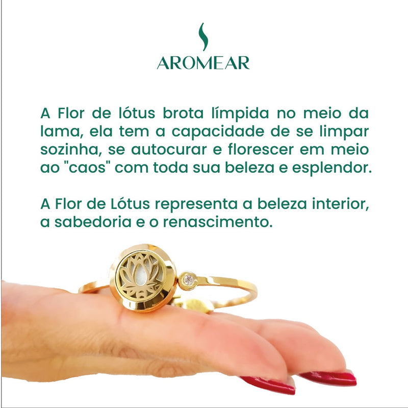 Bracelete Difusor FLOR DE LÓTUS em AÇO INOXIDÁVEL - DOURADO FAVariedades