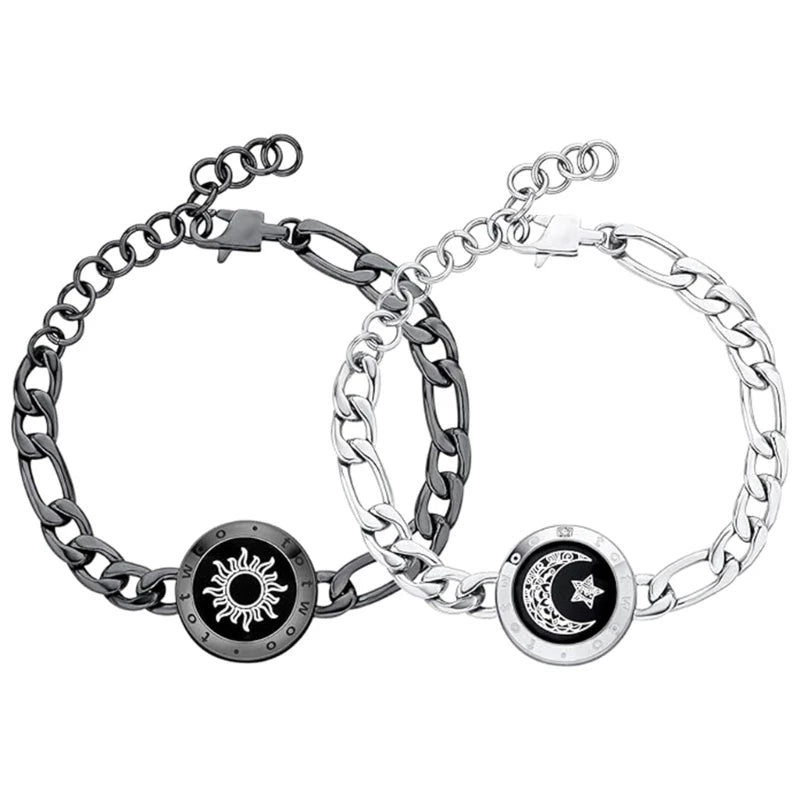 Opalineer 2Pcs Pulseiras Pingentes Ajustáveis De Sol E Lua De Casais Inteligentes shopee