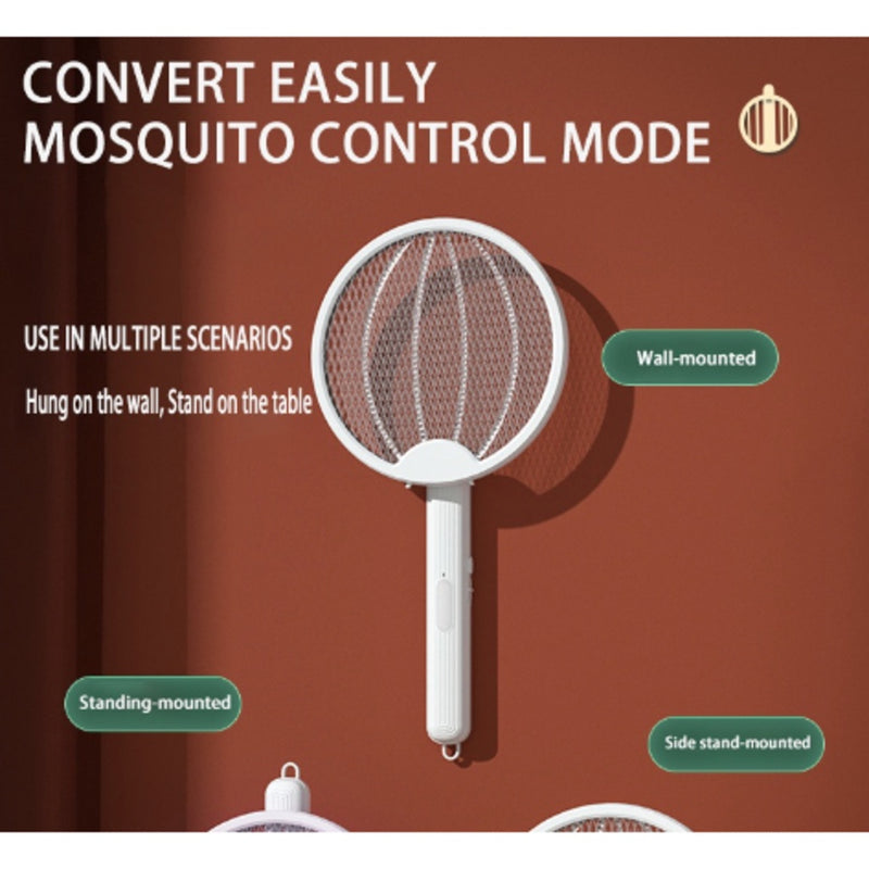 Raquete Elétrica Dobrável Mata-Mosquitos USB Recarregável 2 Em 1 Lâmpada Mosquito Com Luz UV Moscas Lançamento 2023 FAVariedades