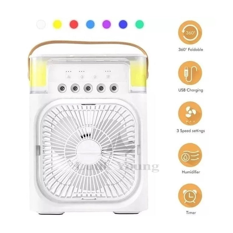 Mini Ventilador Portátil 3 Velocidades Umidificador De Ar Com Iluminação Led Usb 20109 shopee