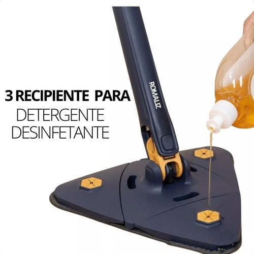 Rodo Ajustável Mop Triangular para Limpeza Esfregão Giratório 360° com 1 Refil Cabo 1.3m FAVariedades