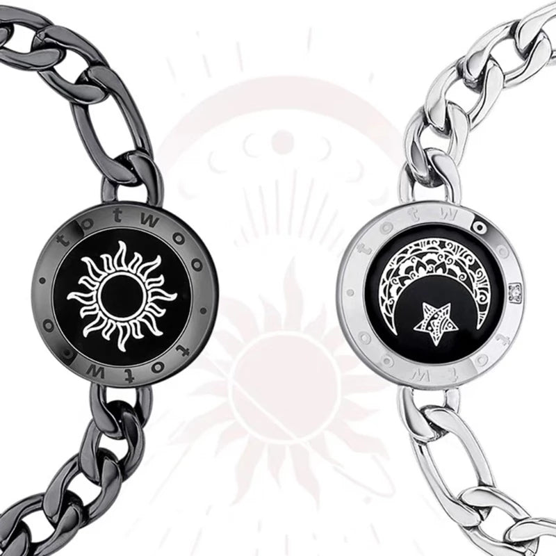 Opalineer 2Pcs Pulseiras Pingentes Ajustáveis De Sol E Lua De Casais Inteligentes shopee