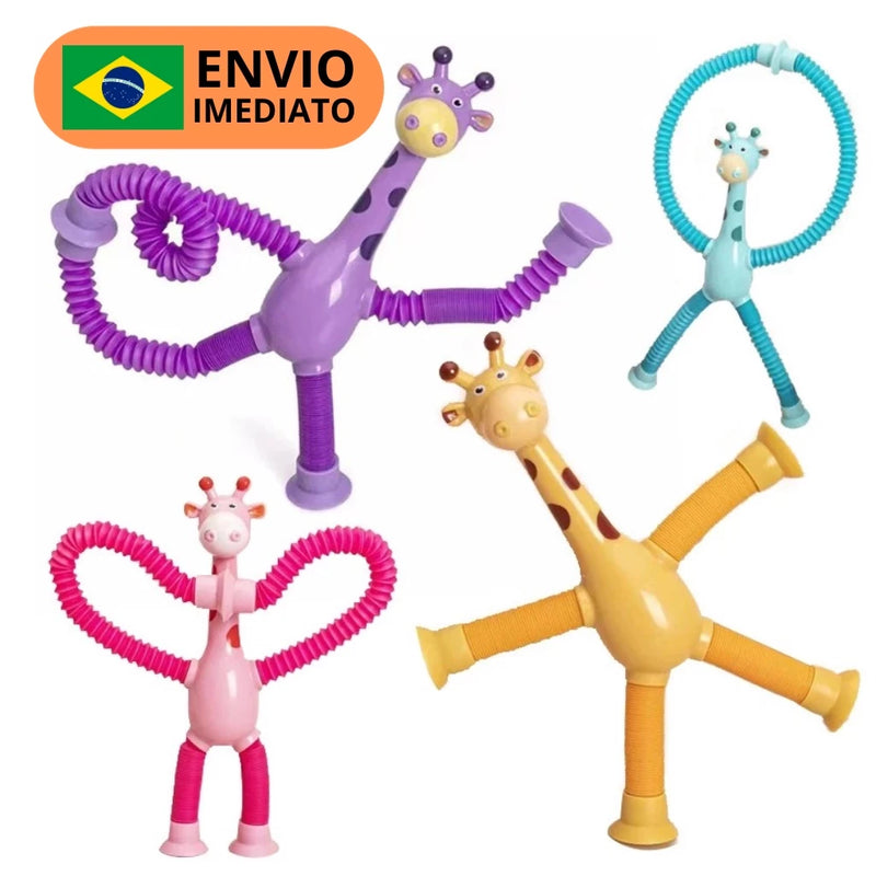 Brinquedo Infantil Girafa Pop Tubo Led Com Ventosa shopee