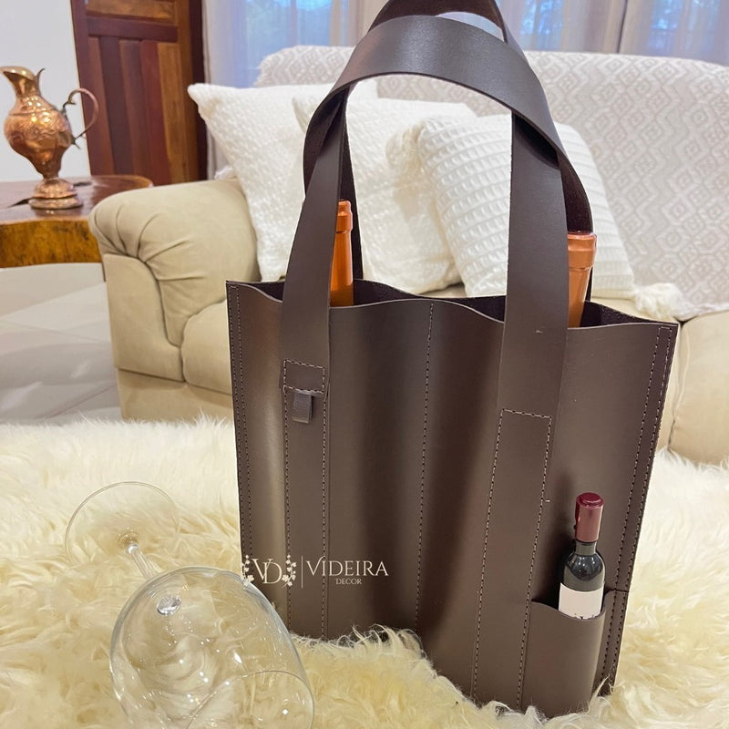 Bolsa Porta vinho wine 02 garrafas montana cor CAFÉ FAVariedades