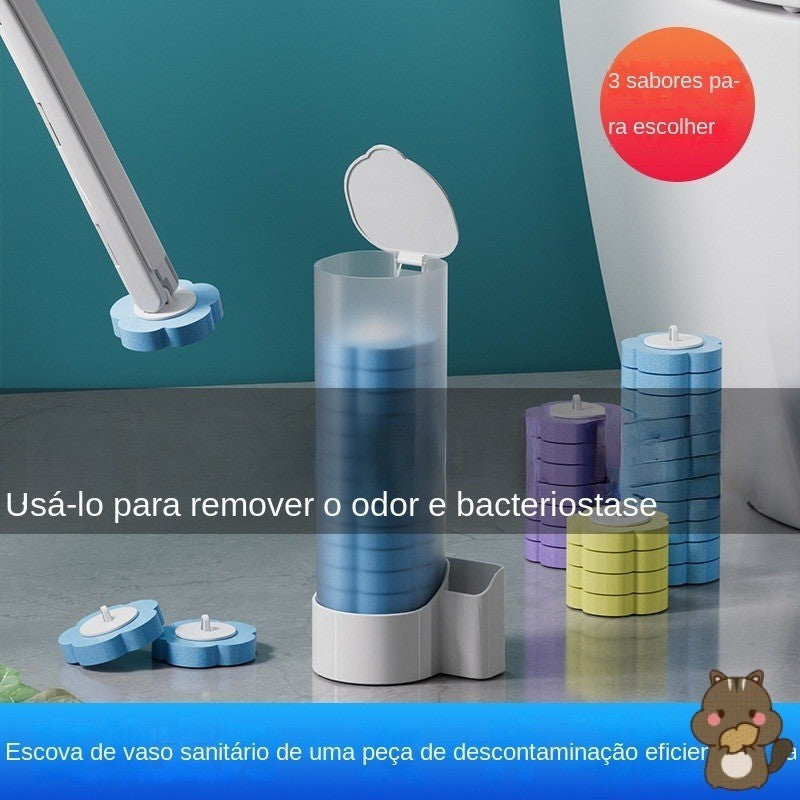 Escova de vaso sanitário descartável com cabeça substituível, não há necessidade de perfurar no banheiro para dissolver a lavagem FAVariedades