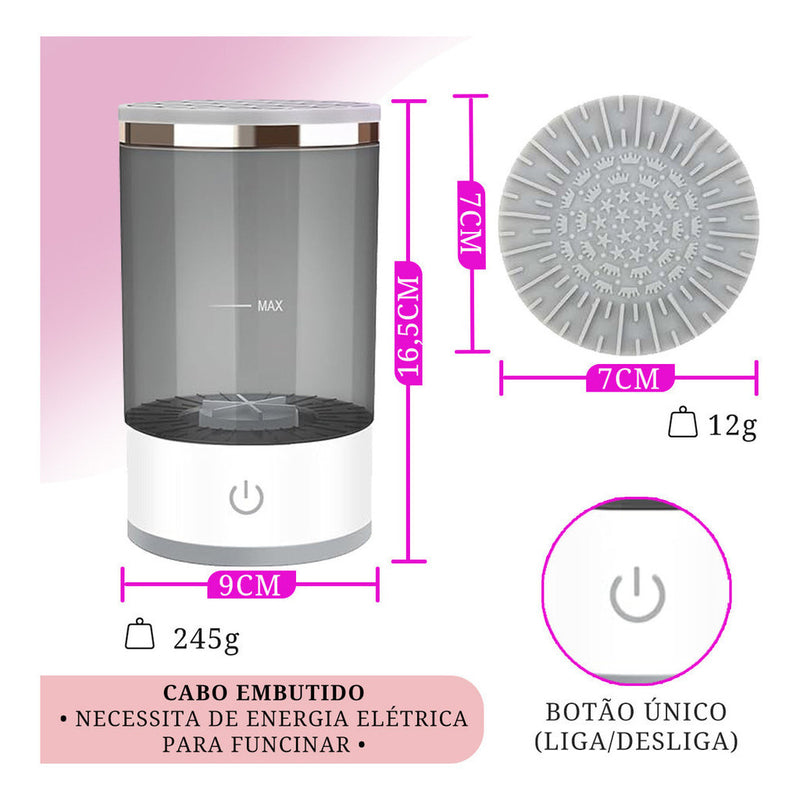 Limpador Pincel Esponja Maquiagem Elétrico USB Automático Recarregável Lava Seca Armazena Bivolt FAVariedades