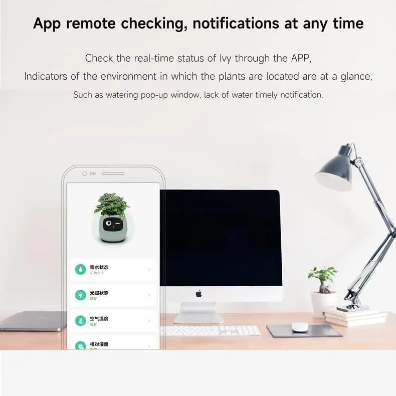 Pote Inteligente Para Planta Pequeno De Flores Ivy Desktop Green Plant Permite Suas Plantas Expressar Emoções FAVariedades