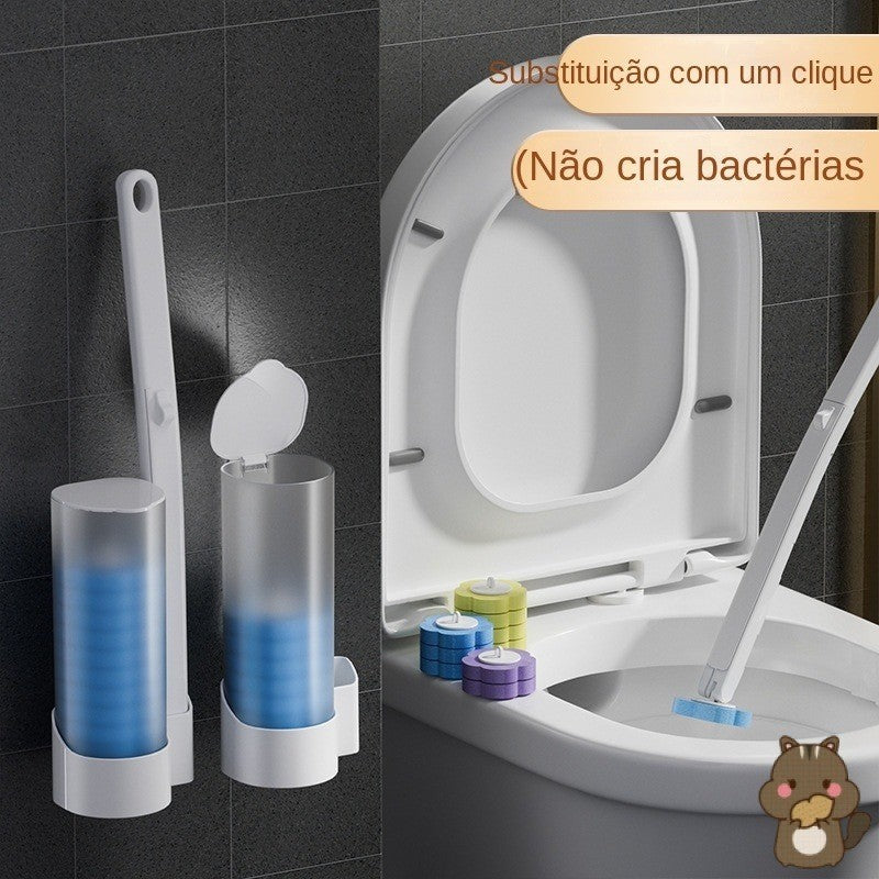 Escova de vaso sanitário descartável com cabeça substituível, não há necessidade de perfurar no banheiro para dissolver a lavagem FAVariedades