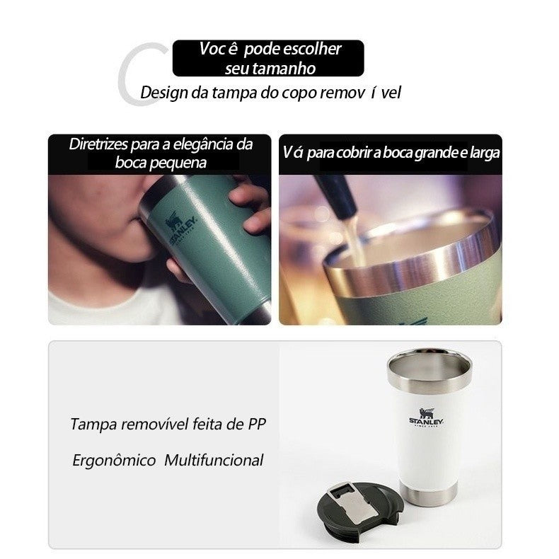 KIT 2 Copo Termico Abridor Tampa Embalagem 473ML Segura Quente e Frio Cerveja! FAVariedades