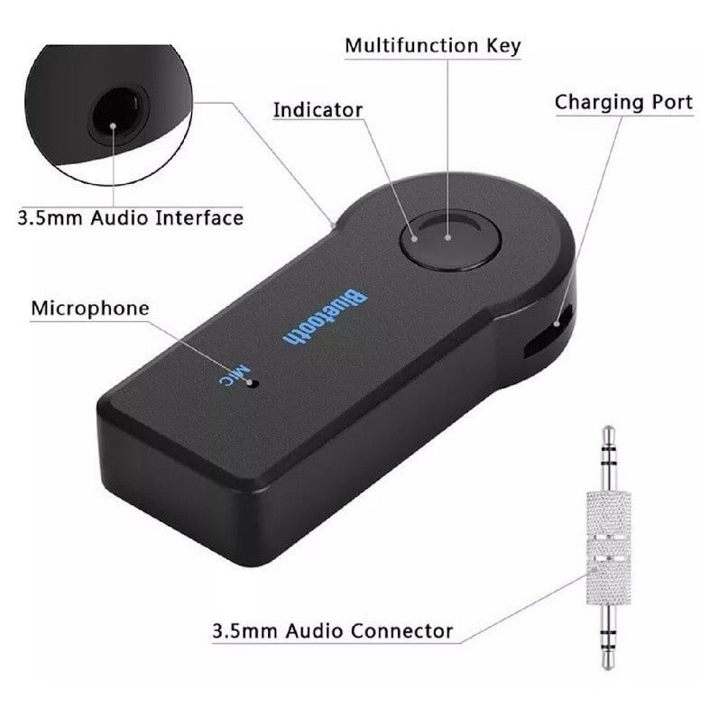 Adaptador Bluetooth P2 Música Chamada Som Carro 3.5mm Sem Fio FAVariedades