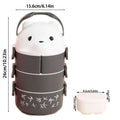 1Pcs Caixa Térmica Bento , De Almoço Empilhável Com Urso De Óculos , Cartoon Bonito 1/2/3 Camadas Container Para Crianças FAVariedades