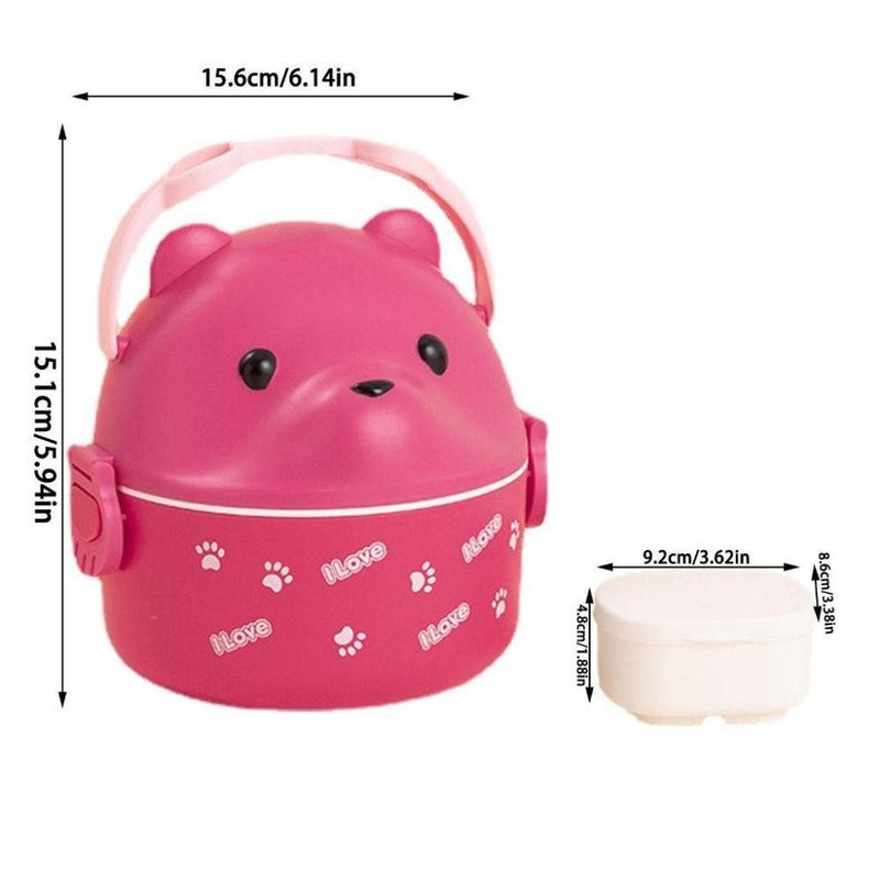 1Pcs Caixa Térmica Bento , De Almoço Empilhável Com Urso De Óculos , Cartoon Bonito 1/2/3 Camadas Container Para Crianças FAVariedades