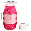 1Pcs Caixa Térmica Bento , De Almoço Empilhável Com Urso De Óculos , Cartoon Bonito 1/2/3 Camadas Container Para Crianças FAVariedades