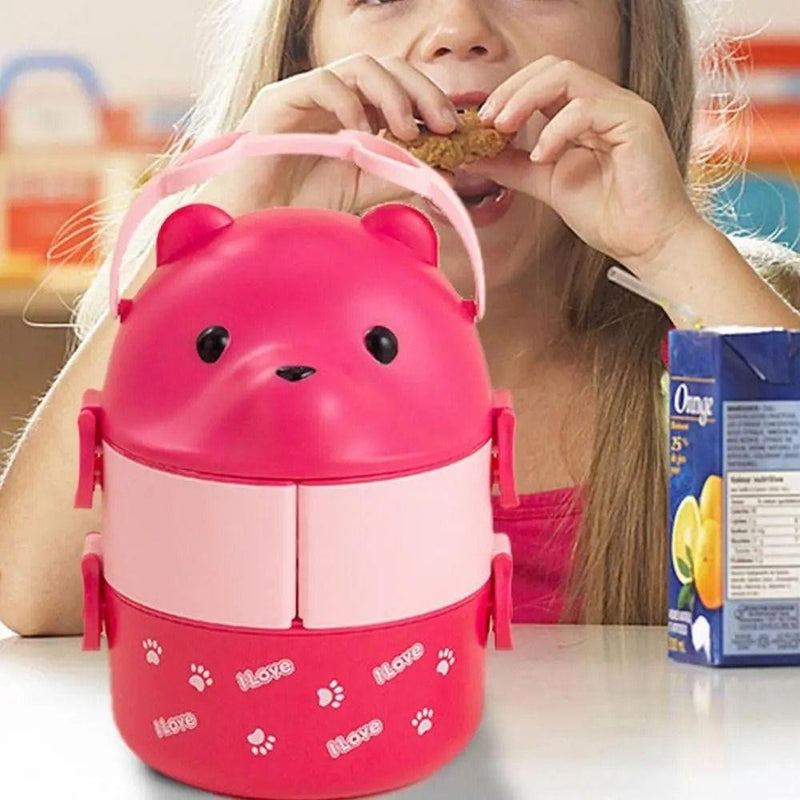 1Pcs Caixa Térmica Bento , De Almoço Empilhável Com Urso De Óculos , Cartoon Bonito 1/2/3 Camadas Container Para Crianças FAVariedades