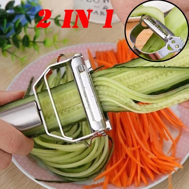 Descascador INOX Legumes Frutas Dupla Lâmina Móvel 2 Em 1/Descascador De Legumes Verduras Frutas Promoção Leve 2 Pague 1 My Store