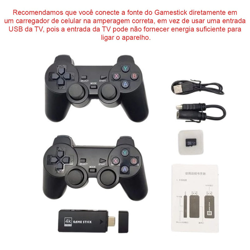 Videogame Stick 10mil 2 Controles Sem Fio Console Original Portatil Jogos Retro Antigo My Store