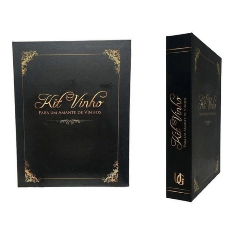 Kit Vinho Abridor Saca Rolhas Tampa Dosador Livro 05 Peças Luxo My Store