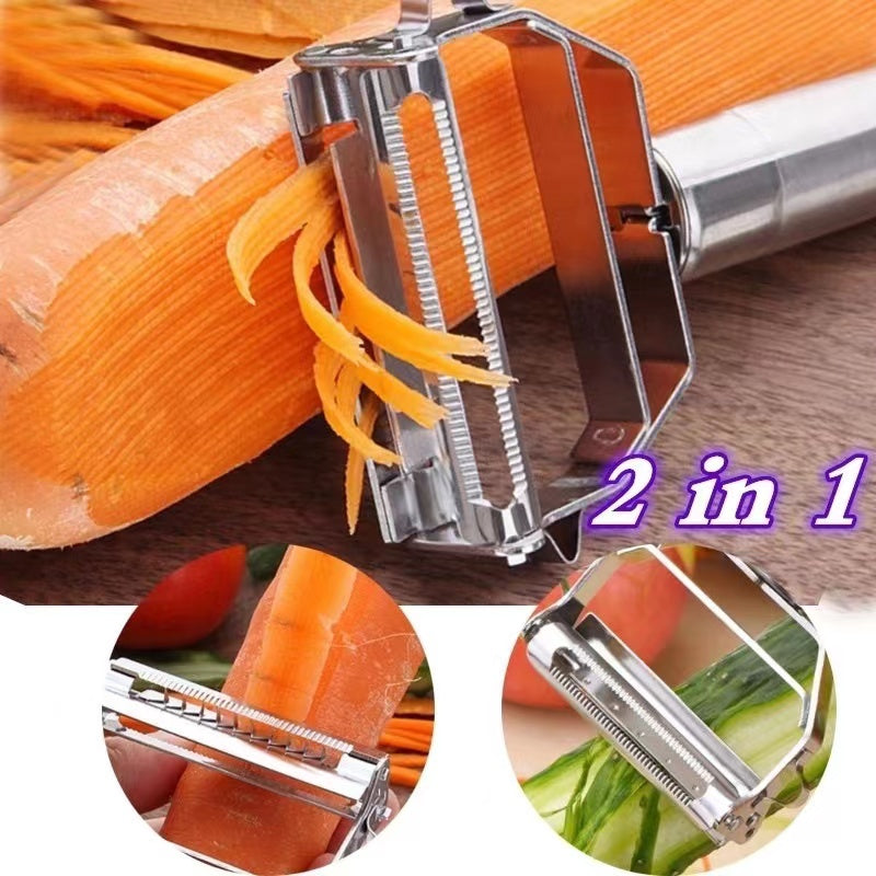 Descascador INOX Legumes Frutas Dupla Lâmina Móvel 2 Em 1/Descascador De Legumes Verduras Frutas Promoção Leve 2 Pague 1 My Store