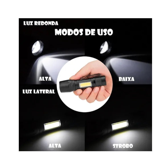 Mini Lanterna Tática Com Led E Zoom Recarregável My Store