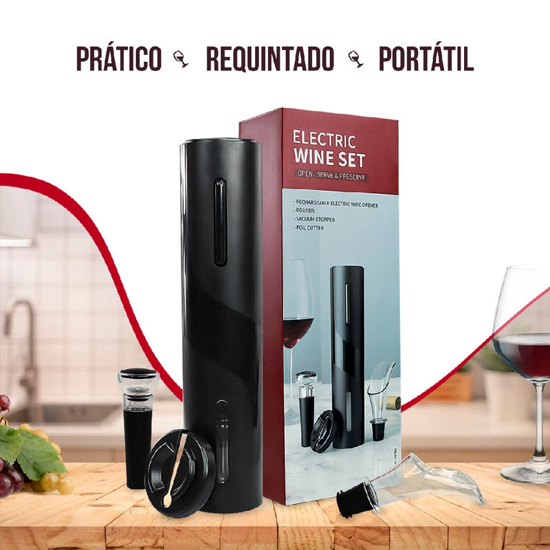 Abridor vinho garrafa saca rolha elétrico kit automático My Store