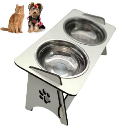 Comedouro Pet Elevado Suspenso Para Cão e Gato com 2 tigelas em Inox My Store