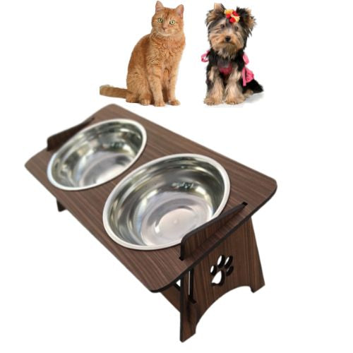 Comedouro Pet Elevado Suspenso Para Cão e Gato com 2 tigelas em Inox My Store